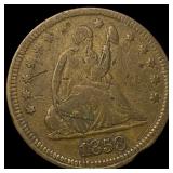 1858 Seated Liberty Half Dime (holed). HIGH GRADE