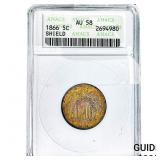 1866 Shield Nickel ANACS AU58