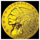 1910 Indian Head $2.5 Gold Quarter Eagle UNCIRCULA