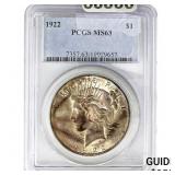 1922 Silver Peace Dollar PCGS MS63