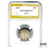 1917 Standing Liberty Quarter PGA MS63 FH Type 1