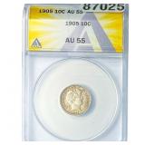 1905 Barber Dime ANACS AU55