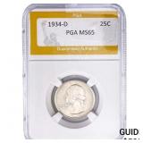 1934-D Washington Silver Quarter PGA MS65