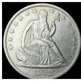 1858 Seated Liberty Half Dollar CLOSELY UNCIRCULAT