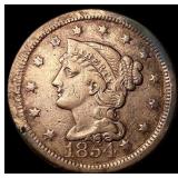 1854 Braided Hair Large Cent NEARLY UNCIRCULATED