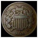 1864 Bronze Two-Cent Piece LIGHTLY CIRCULATED