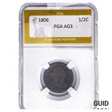 1806 Draped Bust Half Cent PGA AG3