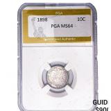 1898 Barber Dime PGA MS64