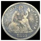 1875-CC Silver Seated Liberty Dime NICELY CIRCULAT