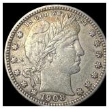 1908-O Silver Barber Quarter NEARLY UNCIRCULATED