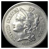 1867 Nickel Three-Cent Piece CHOICE AU