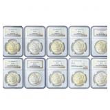 [10 Coins] 1921 Morgan Silver Dollar NGC MS63