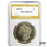1879-S Morgan Silver Dollar PGA MS66 PL
