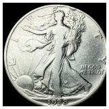1938-D Silver Walking Liberty Half Dollar LIGHTLY