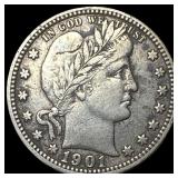 1901 Silver Barber Quarter NEARLY UNCIRCULATED