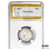 1857 Seated Liberty Quarter PGA MS62