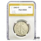 1943-D Walking Liberty Half Dollar PGA MS65