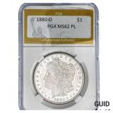1880-O Morgan Silver Dollar PGA MS62 PL