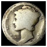 1916-D Silver Mercury Dime NICELY CIRCULATED