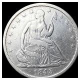 1843 Silver Seated Liberty Half Dollar NEARLY  UN