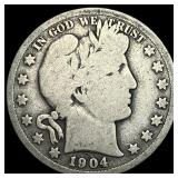 1904-S Silver Barber Half Dollar LIGHTLY CIRCULATE
