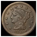 1857 Braided Hair Large Cent CLOSELY UNCIRCULATED
