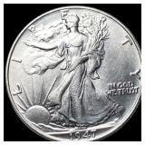 1947 Walking Liberty Half Dollar CLOSELY UNCIRCULA