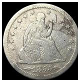 1855-S Silver Seated Liberty Quarter LIGHTLY  CIR
