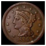 1855 Braided Hair Large Cent NEARLY UNCIRCULATED