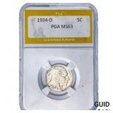 1934-D Buffalo Nickel PGA MS63