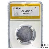 1846 Braided Hair Large Cent PGA MS65 BN Sm Date
