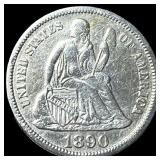 1890 Seated Liberty Dime NEARLY UNCIRCULATED