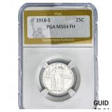 1918-S Standing Liberty Quarter PGA MS64 FH