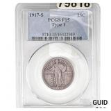 1917 Standing Liberty Quarter PCGS F15 TYPE 1