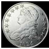 1824 Capped Bust Half Dollar NEARLY UNCIRCULATED