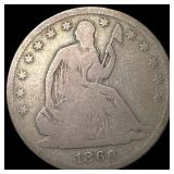 1860-S Silver Seated Liberty Half Dollar  NICELY