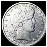 1908-O Silver Barber Half Dollar LIGHTLY CIRCULAT