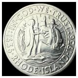 1936-D Silver Rhode Island Half Dollar CLOSELY UNC