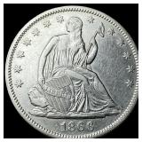 1866 Seated Liberty Half Dollar CLOSELY UNCIRCULAT