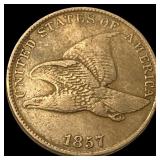 1857 Copper-Nickel Flying Eagle Cent NEARLY UNCIRC