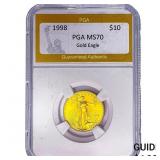 1998 1/4oz $10 Gold Eagle PGA MS70