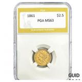 1861 $2.50 Gold Quarter Eagle PGA MS63