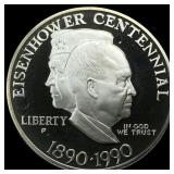 1990-P Eisenhower Centennial Silver Dollar GEM PRO