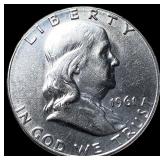 1961 Franklin Silver Half Dollar CLOSELY UNCIRCULA