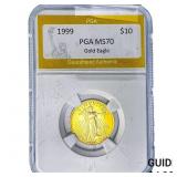 1999 1/4oz $10 Gold Eagle PGA MS70