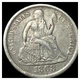 1868-S Silver Seated Liberty Dime NEARLY UNCIRCULA