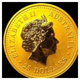 2001 Gold 1/4 oz Australian Nugget $25 SUPERB GEM