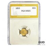 1853 Rare Gold Dollar PGA MS65