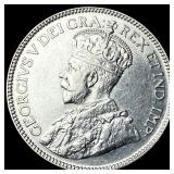 1929 Canada Silver 25 Cents CLOSELY UNCIRCULATED