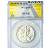 1941-D Walking Liberty Half Dollar ANACS MS63